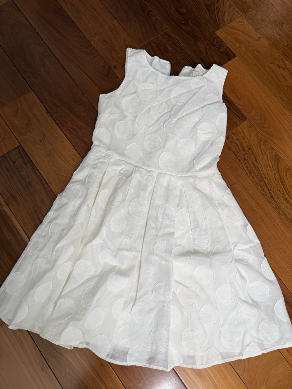Women's White Textured Polka Dot Fit-and-Flare Dress